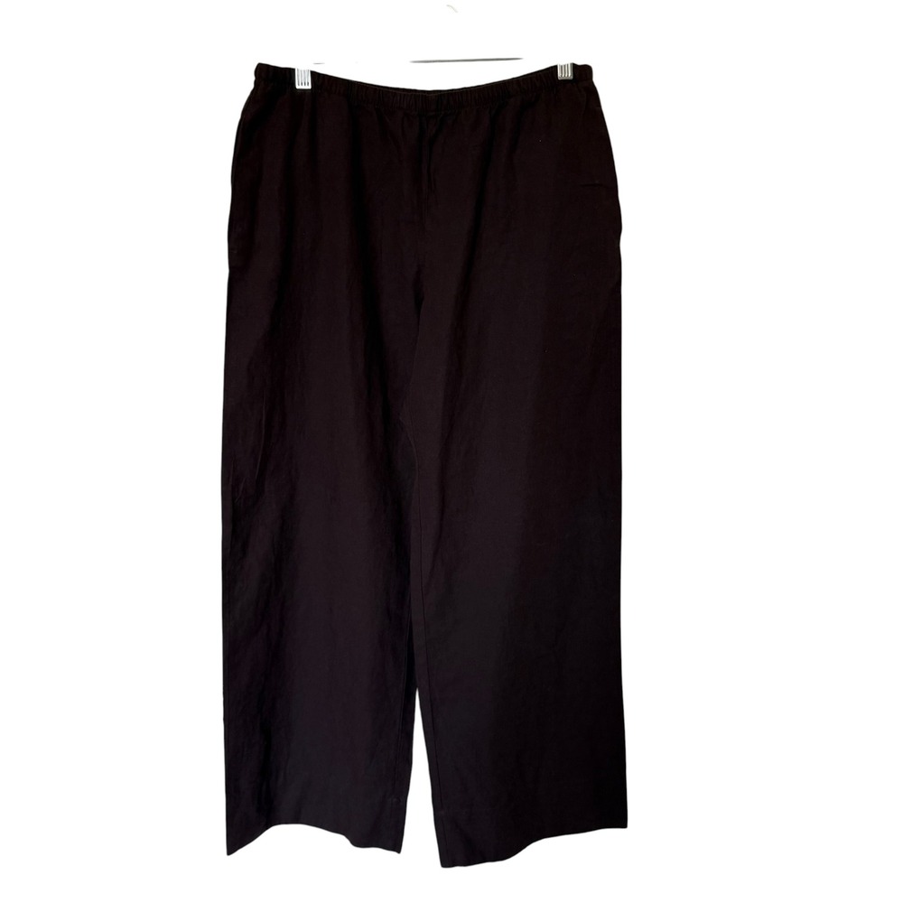 Gap Wide Leg Pants Womens Medium Brown NEW Linen Blend Elastic Waist High Rise